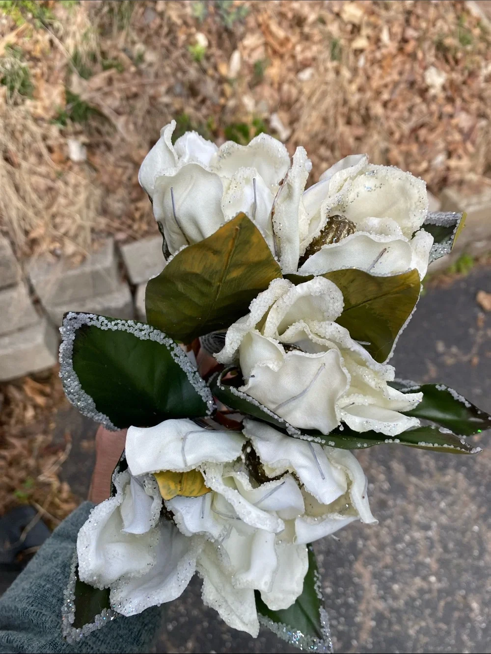 Multicolor Faux Floral Bouquet - White, Pink, Cream, Yellow